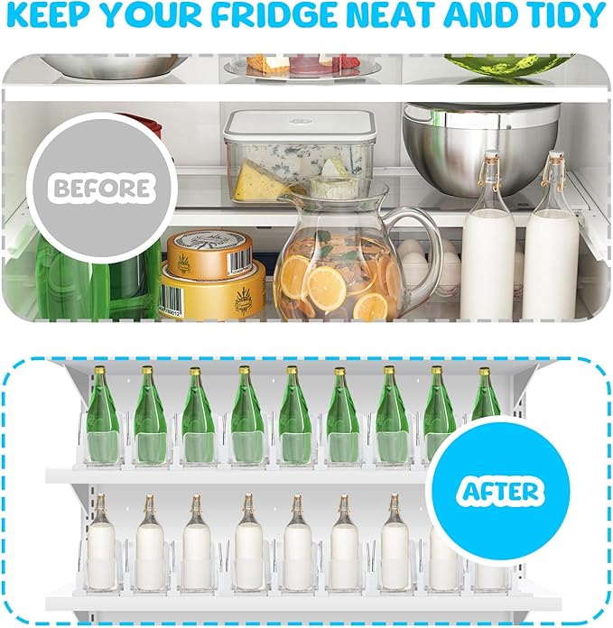 Drink Organizer for Fridge,Automatic Smooth Pusher Glide Fridge Organizer, Soda Dispenser with Width Adjustable, Beverage Organizer for Freezers, Supermarkets, Retail Stores