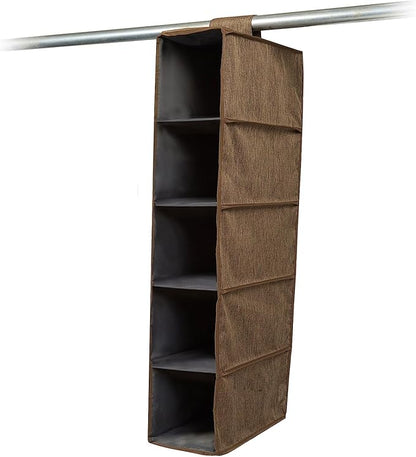 Covermates Keepsakes Hanging Shoe Organizer for Closet – Vertical Storage Shelves for Sneakers, Sandals, and Sweaters – Heavy-Duty Wardrobe Organization, Brown Heather