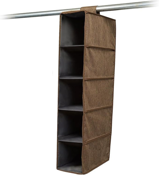 Covermates Keepsakes Hanging Shoe Organizer for Closet – Vertical Storage Shelves for Sneakers, Sandals, and Sweaters – Heavy-Duty Wardrobe Organization, Brown Heather