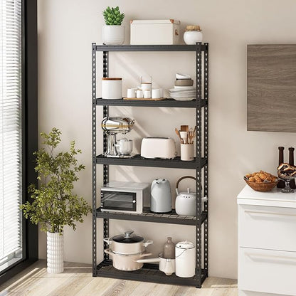 Goplus 5-Tier Metal Shelving Unit, 4 Pack Heavy Duty Wire Storage Rack with Anti-Slip Foot Pads, Height Adjustable Shelves for Warehouse, Kitchen, Living Room, Garage, 12" D x 35.5" W x 72" H