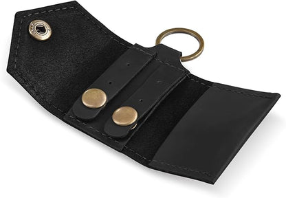 Leather Keychain Earrings Holder, Wedding Travel Case, Engagement Holder, Pouch Bag, Workout and Gym Ring Holder (Cognac)