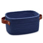 ABenkle Small Storage Basket, Mini Baskets with Handle, Cute Cotton Woven Baskets for Shelves, Boho Decorative Toy Storage Bin for Nursery, Spa, Empty Gift Basket - XS, Navy Blue