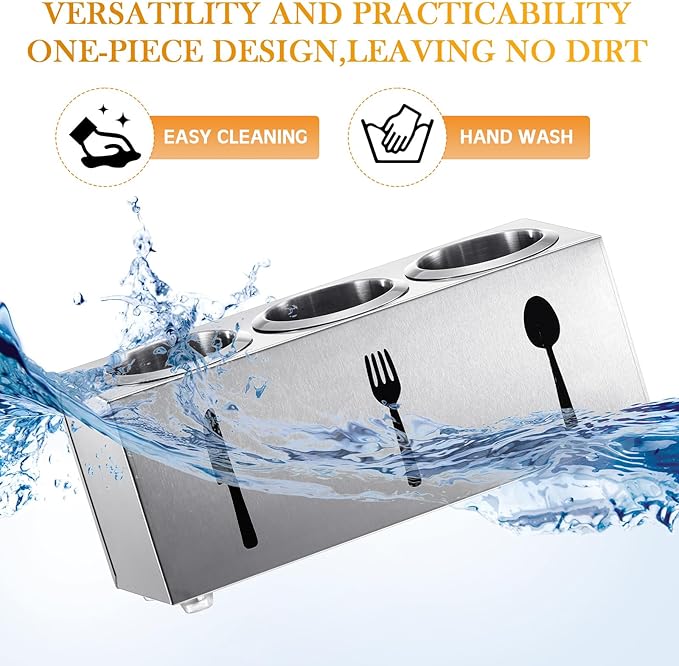 Stainless Steel Cylinder Flatware Silverware Utensil Holder Organizer Spoon and Fork Storage Kitchen Tableware Storage for Cabinet Indoor Home Flatware Dining Room, 3 Perforated Cylinders