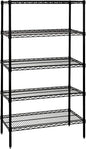 Quantum Storage Systems WR63-2160BK-5 Wire Shelving Starter Kit, 60" W x 21" D x 63" H, 600 lbs Capacity, Carbon Steel, Epoxy Coated, Black, NSF