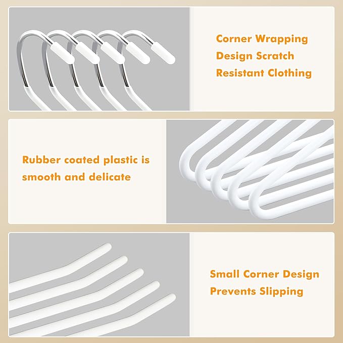 Alise Pants Hangers,Open-Ended Metal Pant Hanger10 Pack Non Slip Pant and Jean Hanger for Closet Space Saving Clothes Hanger,Versatile Hangers for Heavy Pants, Jeans, Trousers, Scarf,White