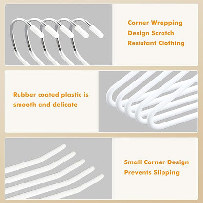 Alise Pants Hangers,Open-Ended Metal Pant Hanger10 Pack Non Slip Pant and Jean Hanger for Closet Space Saving Clothes Hanger,Versatile Hangers for Heavy Pants, Jeans, Trousers, Scarf,White