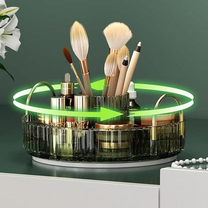 YCIA&DONE Rotating Makeup Organizer for Vanity, Large Capacity Make Up Storage Skin care Shelf Perfume Holders Cosmetic Dresser Organizer Countertop Spinning 360 (Vintage Green, 1Tier)