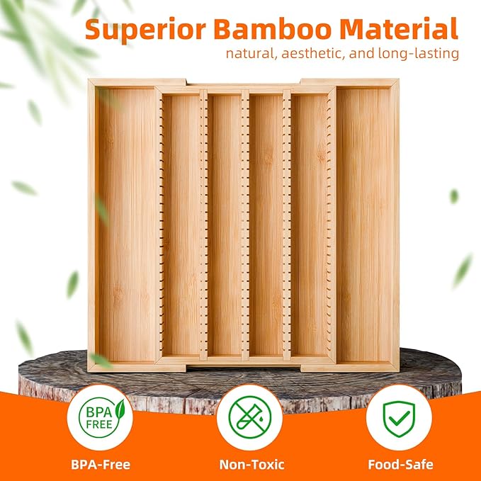Simple Trending Bamboo Coffee Pod Holder Drawer, Expandable K Cup Pod Storage Compatible with Nespresso Vertuo Capsules, K Cup Drawer Organizer for Coffee Station, Home Office, Kitchen, Natural