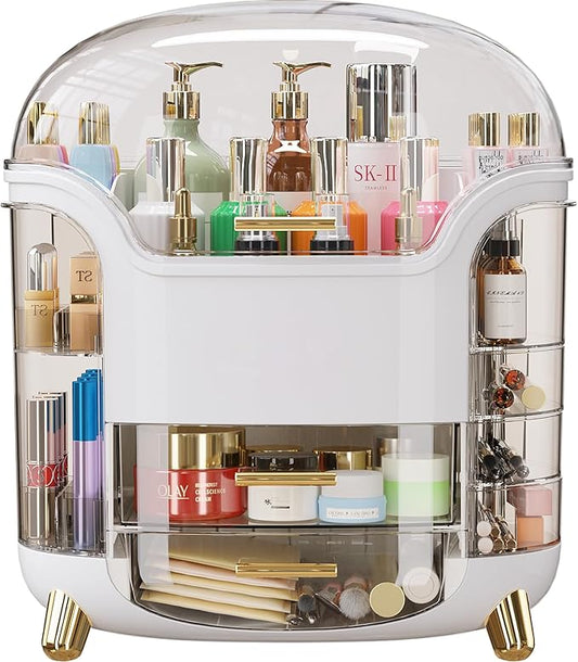 Large Capacity Makeup Organizer Countertop Vanity Organizer for Waterproof and Dustproof Skincare, Multi-Style, Clear