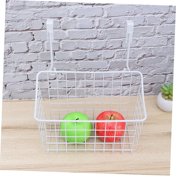 Healifty White Hanging Storage Rack Cabinet Door Organizer for Kitchen Bathroom Office Ventilated Over Cabinet Basket with Easy Installation Space Saving Storage Holder for Wardrobes and
