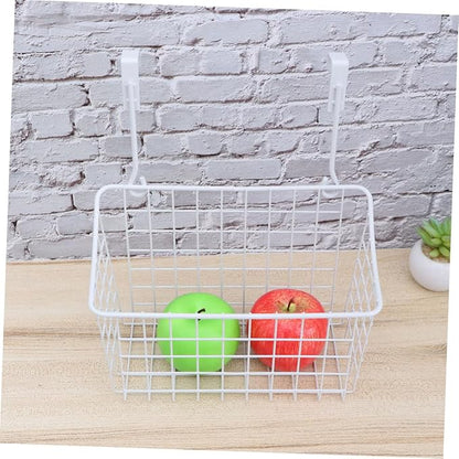 Healifty White Hanging Storage Rack Cabinet Door Organizer for Kitchen Bathroom Office Ventilated Over Cabinet Basket with Easy Installation Space Saving Storage Holder for Wardrobes and
