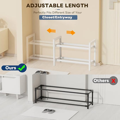 Mavivegue Expandable Shoe Rack, 2-Tier Adjustable Shoe Organizer, Shoe Shelf for Closet, Entryway, Front Door