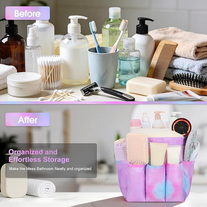 Attmu Mesh Shower Caddy Portable for College Dorm Room Camping Essentials, Shower Caddy Dorm with 9-Pockets, Large Capacity Hanging Basket Bathroom Bag for Toiletry, Swimming, Gym, Camp, Beach