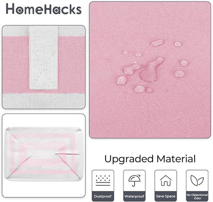 HomeHacks 2 Pack Large Laundry Baskets, Waterproof, Freestanding Laundry Hampers, Collapsible Clothes Hamper with Reinforced Handles in Laundry, College Dorm, Bathroom, Bedroom (Pink, 88Lx2)