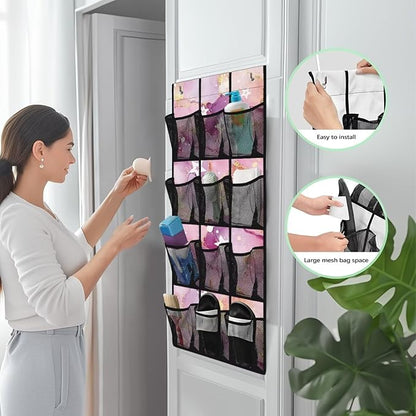 Marble Over The Door Shoe Organizer,12 Compartment Breathable Mesh Pocket Over the Door Hanging Shoe Organizer,Closet Shoe Organizer,Large Men's and Women's Shoe Organizer