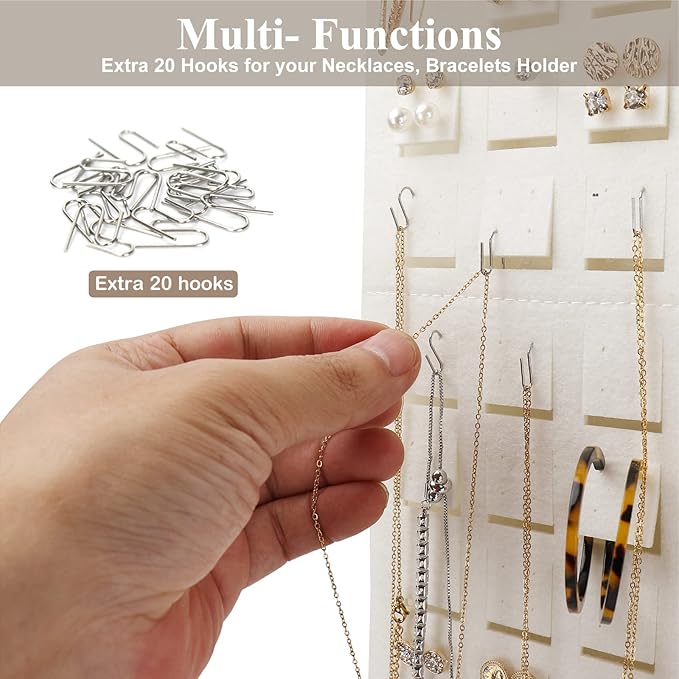 Resovo Extra Large Earring Organizer - Wall Mount Earring Holder for Up to 420 Pairs, Hanging Jewelry Organizer for Women & Girls
