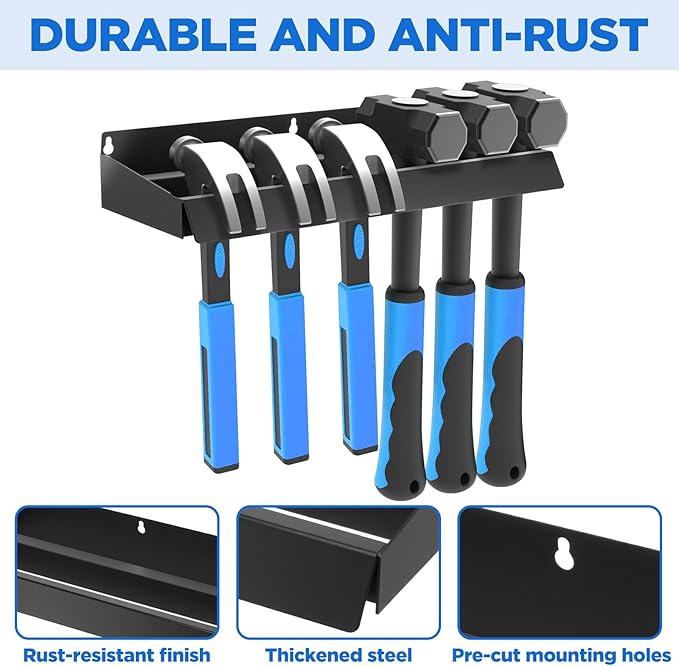 MAQUITA Wall Mount Screwdriver Organizer, Pliers Holder, Hammer Rack, Alloy Steel Hand Tool Storage Organizer for Garage Workshop