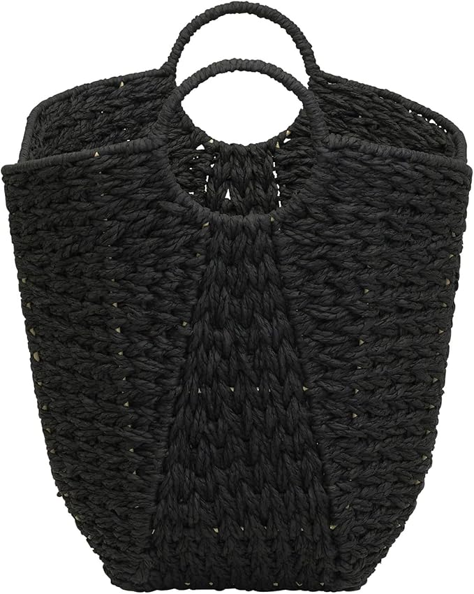 Household Essentials Paper Rope Basket with Handles, Natural Woven Woven Storage Basket, Great for Decoration or Organization
