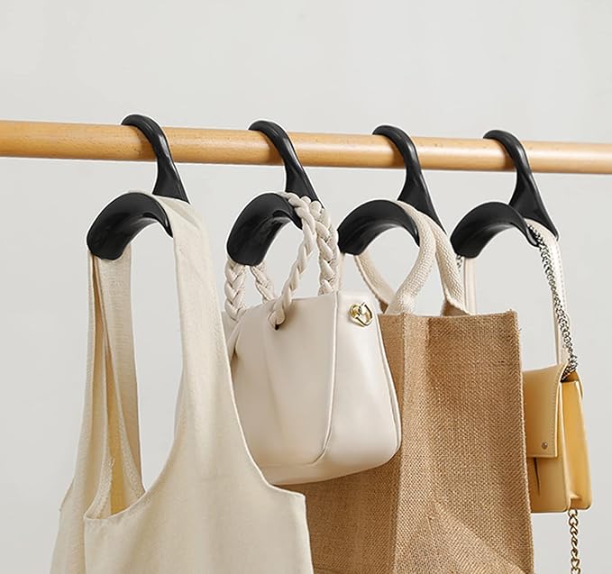 7pcs Purse Hanger, Handbag Organizer Hooks, Handbag Hanger, Hook Bag Rack Holder, Closet Rod Hanger for Bags/Purses Hanging, Bag Collection/Shape Protecting, Space Organizing (BH-001 White)