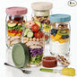 4 Pack Glass Salad Jars with Dressing Cups for Meal Prep, 32oz Leakproof Mason Jars Container with 2 Built-in Compartments for Wet/Dry Separation, Portable Salad Pod for Lunch Office Gym Travel