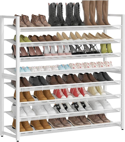 Metal Shoe Rack,Large 8 Tier Shoe Organizer, Heavy Duty Metal 8-Tier Stackable Shoe Storage Vertical Shoe Rack for Closet Front Door,Entrance,Entryway,Garage,Up to 50 Pairs