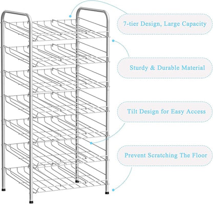 Vrisa Can Organizer for Pantry 7-tier Can Organizer Can Good Organizer for Pantry Shelf Holds up to 84 Cans Can Rack Dispenser for Pantry, Kitchen, Cabinet Silver
