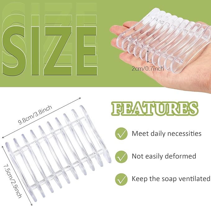 2 Pieces Plastic Bar Soap Holder Soap Tray Soap Saver Bar Dish Self Draining Soap Dishes for Soap Sponge Dryer Bathroom Toilet Shower Kitchen Restaurant Counter (Clear)
