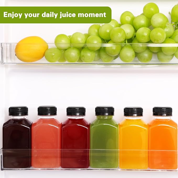 Moretoes 6pcs 10oz Plastic Juice Bottles with Caps, Clear Empty Reusable Water Bottles, Disposable Beverage Containers Bulk for Juicing Smoothies Turmeric Juice Milk and Other Beverages