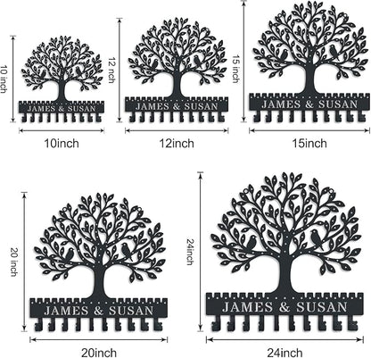 Personalized Tree of Life Metal Wall-Mounted Earring Holder, a hanging jewelry organizer with hooks, suitable for earrings, studs, necklaces, and other accessories Valentine's Day Gift