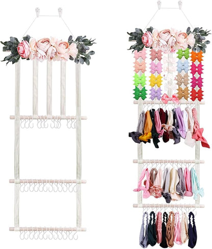 Headband Holder Bow Organizer for Girls, Hair Clips Bows Holder Baby Headbands Storage Personalized Hair Accessories Storage Organizer Wall Hanging Decor for Nursery Room Closet