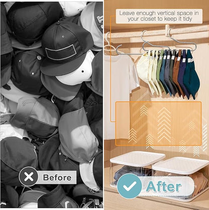 Hat Storage Organizer for Baseball Caps, Lomrsiul Non Slip PVC Coating Hat Rack Hangers for Closet Hat Holder Max 10 Hats Closet Organizers and Storage for Cap Purse Belt Tie Bra Grey 2 Pack