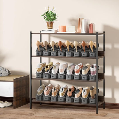 Neprock Shoe Slots Organizer, Shoe Rack Space Saver Organizador De Zapatos (12 Pack) Grey