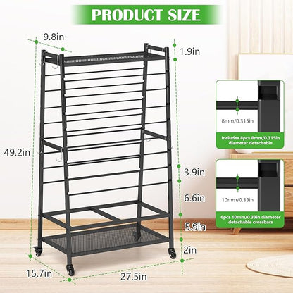 lukar Ribbon Holder, Rolling Ribbon Storage Organizer Rack for Craft Room, 16 Tier Metal Ribbon Holder Organizer Rack, Christmas Ribbon Storage Rack for Home Flower Shops
