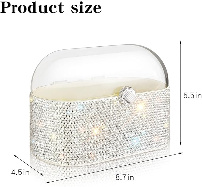 Bling Makeup Organizer with Lid,Shiny Large Capacity Cosmetic Display Case, Easy to Hold Your Makeup Products Lipstick/Makeupbrushes/Eyeliner/Skincare Products
