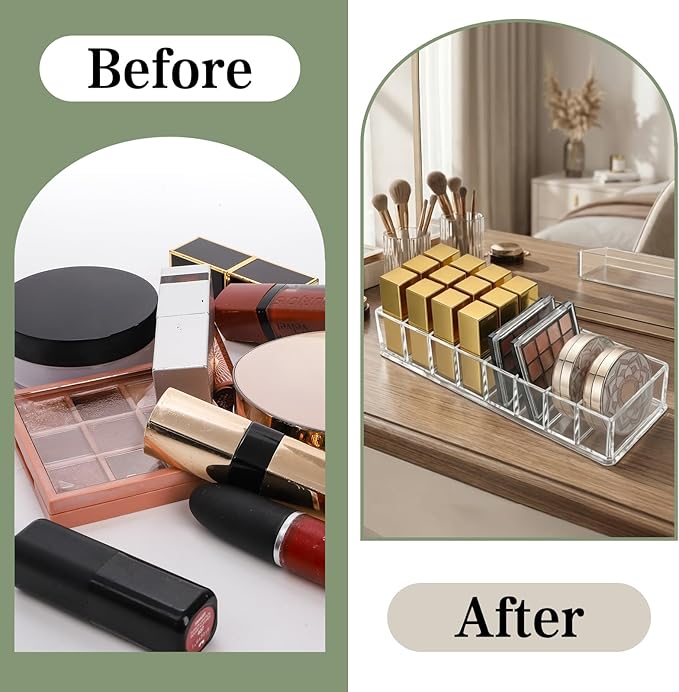 Foraineam 4 Pack Acrylic Compact Organizer Cosmetics Beauty Care Powder Holder Blushes Highlighters Eyeshadow Makeup Organizer