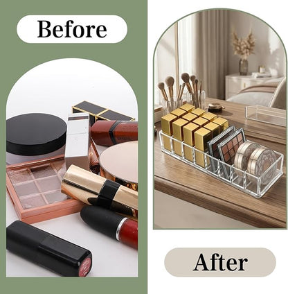 Foraineam 4 Pack Acrylic Compact Organizer Cosmetics Beauty Care Powder Holder Blushes Highlighters Eyeshadow Makeup Organizer