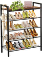 WIN4ALL Shoe Rack for Front Door Entrance, 5 Tier Shoe Rack for Entryway, 16-20 Pairs of Shoes, Metal Shoe Rack Organizer, Free Standing Shoe Rack for Closet (Black+Rustic Brown)