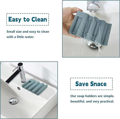 Silicone Soap Dish,Self Draining Soap Holder Perfect for Shower,Bathroom Sink,Kitchen Sink & Travel,Non-Slip Bar Soap Holder Extend Soap Life,Keep Soap Bars Dry & Easy Cleaning Green-1Pcs