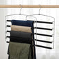 2 Packs Pants Hangers Space Saving, Anti-Slip Space Saving Hangers, 5 Layer Swing Arm Pants Hanger Stainless Steel with Non-Slip Padding, Closet Organizers & Storage for Pant Trousers Jeans