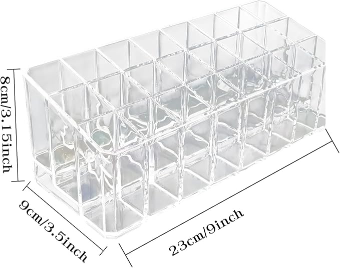 Klmnop Rollerball Perfume Organizer, 24 Space Beauty Scent Holder, Clear Perfume Storage Holder for Makeup Lipgloss Lipstick(Clear)