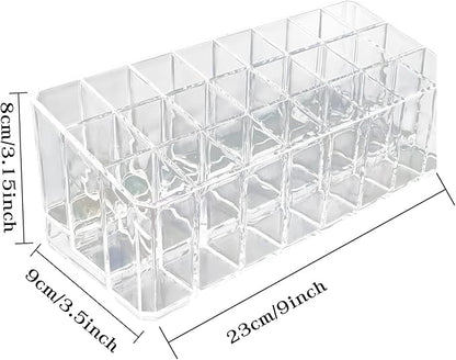 Klmnop Rollerball Perfume Organizer, 24 Space Beauty Scent Holder, Clear Perfume Storage Holder for Makeup Lipgloss Lipstick(Clear)