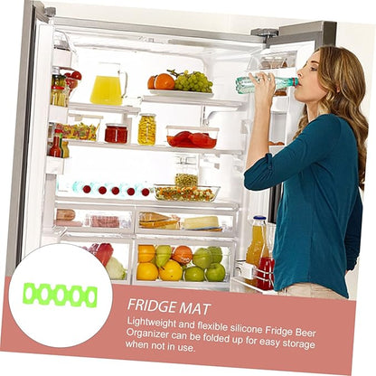 MAGICLULU 2pcs Refrigerator Beer Holder Mat Convenient Beverage Organizer for Cans and Bottles Silicone Design Stackable Drink Rack for Fridge and Freezer Storage