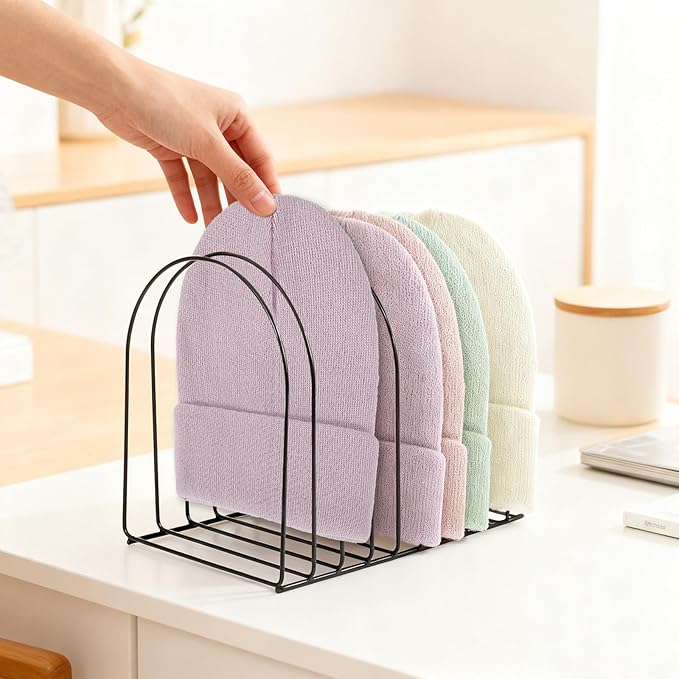 2 Pcs Beanie Holder Organizer, Metal Beanie Hat Display Stand, Knitted Hat Storage Rack Display Stand, Metal Cap Holder for Winter Cap Display, Suitable for Entrance, Bedroom, Office and Other Places