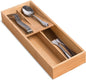 guiogc Bamboo Silverware Drawer Organizer, Kitchen Small Silverware Organizer, Utensil Tray Holder, Cutlery Tray for Spoons, Forks, Knives, Suitable for a family of 2-4