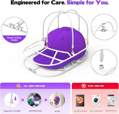 Hat Washer Cage for Washing Machine – Baseball Cap Cleaner Rack for Washer & Dishwasher, Structured Cap Shaper & Protector for Hats – 4 Packs (Assembly Required)