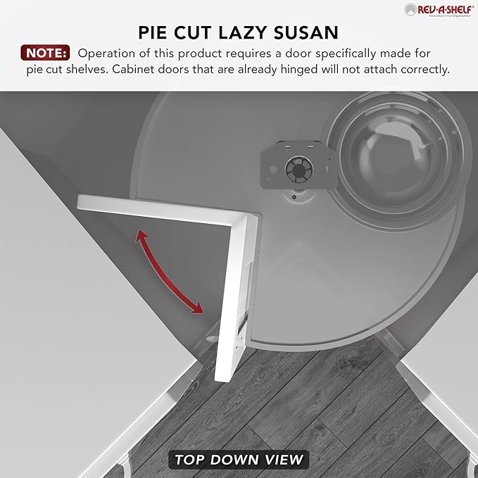 Rev-A-Shelf 28" Pie-Cut Dual Tier Plastic Lazy Susan Organizer for Diagonal Corner Base Cabinets, Rotating Shelves for Kitchen Organization, 28" W x 18" D x 26" H, White, LD-2942-28-11-1