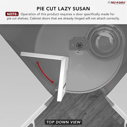 Rev-A-Shelf 28" Pie-Cut Dual Tier Plastic Lazy Susan Organizer for Diagonal Corner Base Cabinets, Rotating Shelves for Kitchen Organization, 28" W x 18" D x 26" H, White, LD-2942-28-11-1