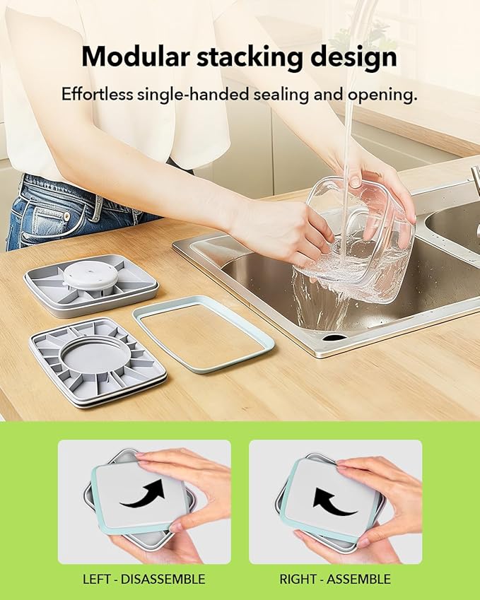 Airtight Food Storage Container with One-Touch Lid, 12-Piece Set (1.3, 2.1, 2.9, 3.6 QT* 3) Stackable Durable BPA-Free for Baking Supplies, Pasta & Systematic Bulk Organization
