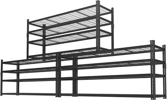 Storage Shelves Heavy Duty 3 PCS, 60"L x 24"W x 60"H Garage Wire Shelving Unit Loads 2640LBS, 4-tier Adjustable Metal Industrial Utility Shelf Rack for Kitchen, Laundry, Pantry, Warehouse, Basement