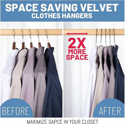 HOUSE DAY White Velvet Hangers 60 Pack, Non Slip Felt Hanger, Slim Velvet Clothes Hangers for Suits, Shirt, Heavy Duty Coat Hanger for Closet